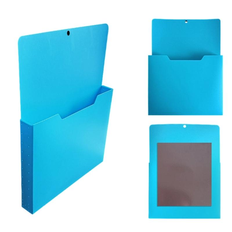 Magnetic Wall File Pocket for A4 Documents, Plastic File Paper Organiser Rack with Hanging Hole for Offices Desktop Metal Cabinet