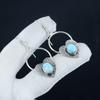Natural Larimar Gemstone Heart Shape Earrings, 925 Sterling Silver Earring, Handmade Boho Silver Jewelry Dangle Earrings, Engagement Gift