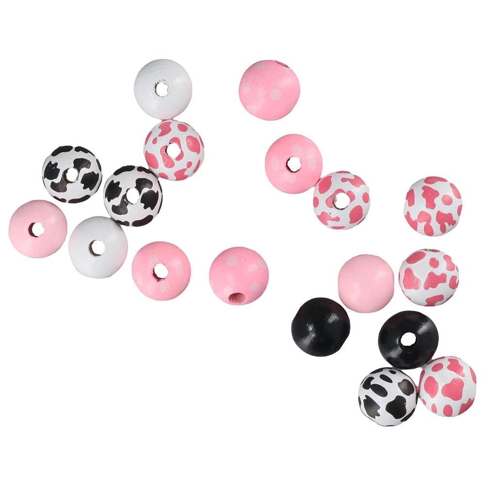 

80PCS 80PCS Cow Print Wood Beads Loose Beads DIY Crafts Making Silicone Beads Jewelry Making