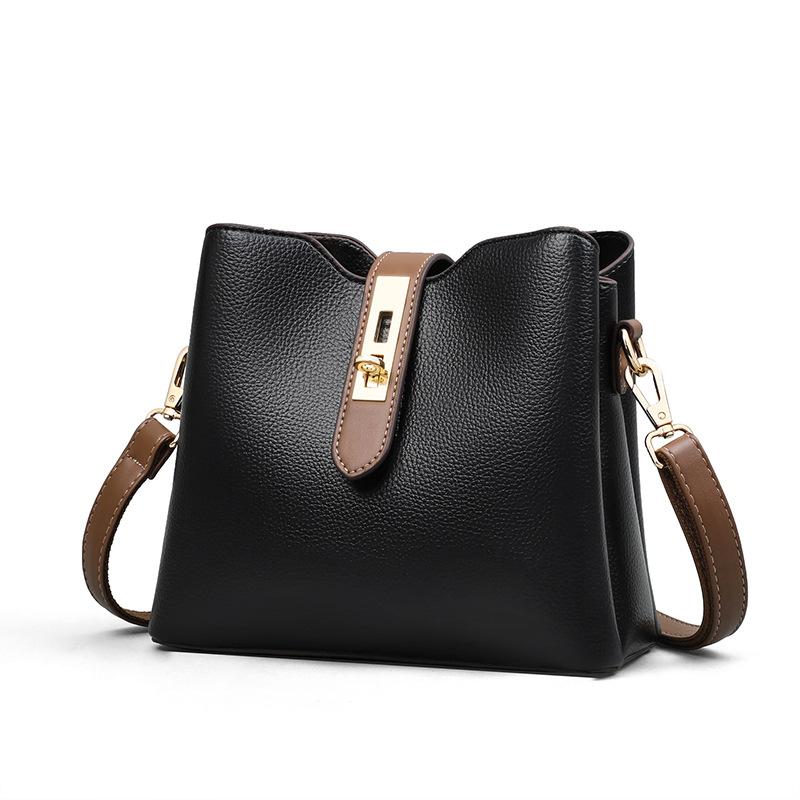 All-in-one Leather Women's Bag Bucket Bag Carrying Crossbody Bag Fashion Niche Light Luxury Shoulder Bag