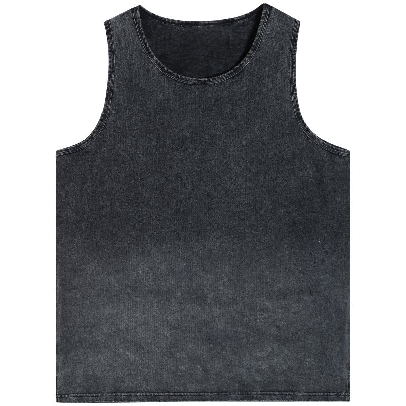 

Washed Bright White Distressed Gradient Ins Waistcoat T-Shirt Vest