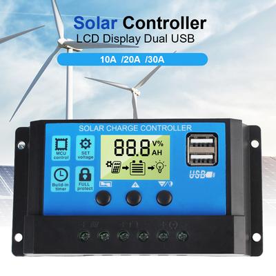 Regolatore solare Doppio USB MPPT Accessorio Regolatore FV Timer integrato Accessori per la casa 10A 20A 30A 12V 24V Display LCD Regolatore batteria solare