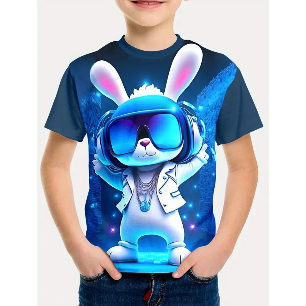 Children's and boys' clothing cool technology cartoon characters 3D printed pattern T-shirt outdoor casual short sleeved boys' T-shirt