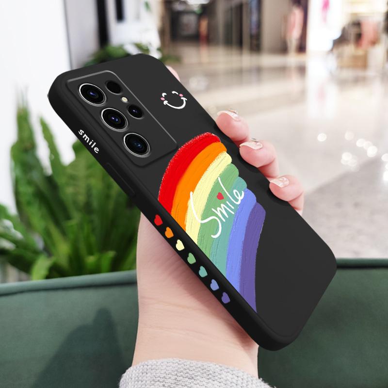 Warm Rainbow Phone Case For Samsung Galaxy S25 S24 S23 S22 S21 S20 S10 S10E Ultra Plus FE Note 20 Ultra Plus Cover Galaxy S25 Plus чёрный