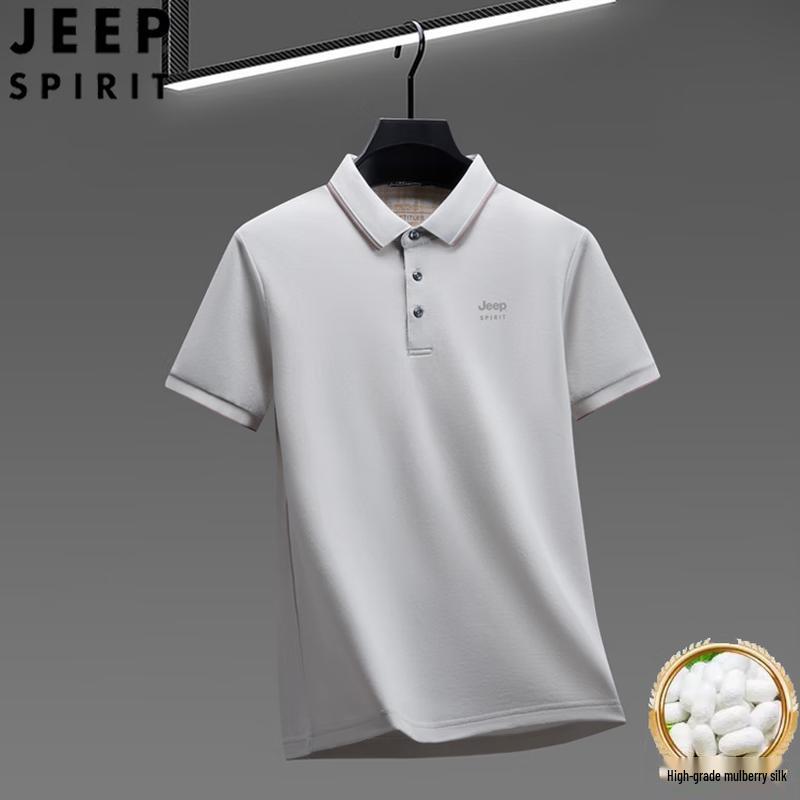 JEEP SPIRIT Men s Mulberry Silk Blend Polo Shirt 4XL