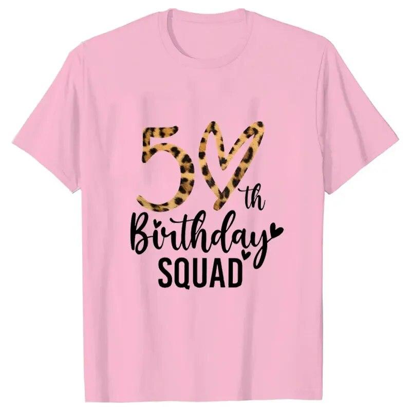 

Женские футболки на 50-й день рождения, футболка Birthday Squad Crew, глава Hello 50, великолепные топы с леопардовым принтом, летняя футболка Harajuku 4XL