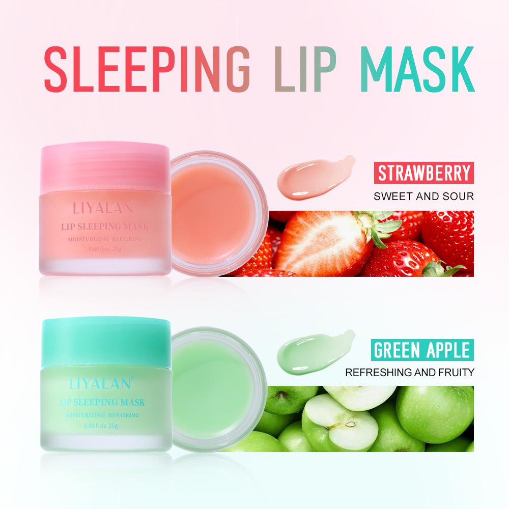 Masque de nuit hydratant pour les lèvres - Fraise et Pomme Verte