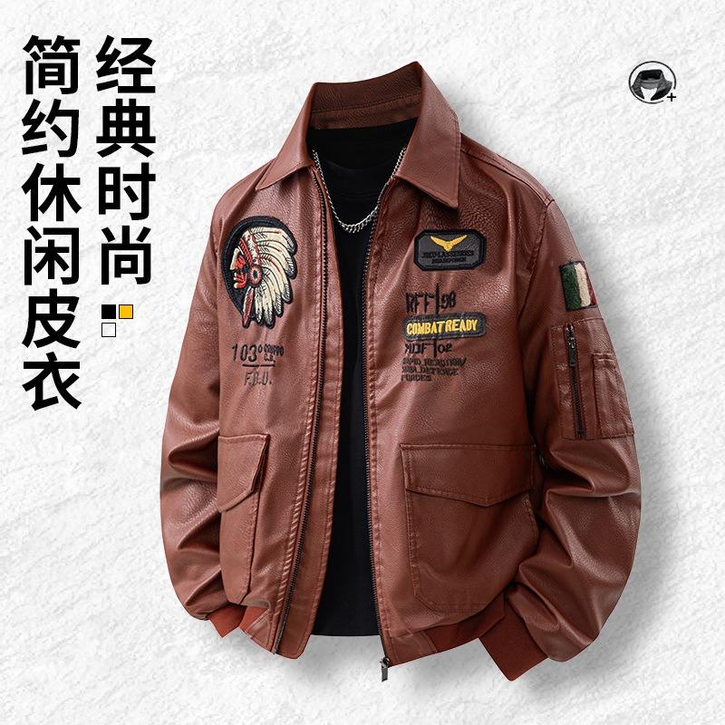 Giacca in pelle ricamata stile binshi 25 autunno e inverno nuovo adesivo ricamato stampato su misura giacca in pelle ricamata