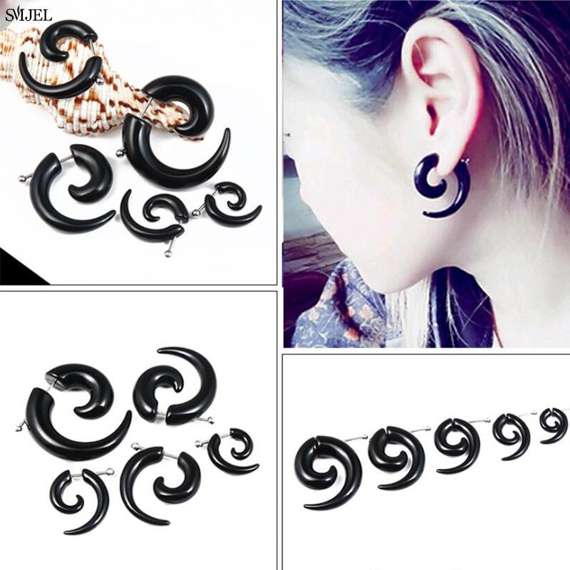 Punk New Fashion Spiral Earrings Tapers Snail Ear Expanders Black Earring 4/5/6/8/10 Mm Body Jewelry Men Women Ear Plug Piercing
