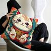 Maneki Neko Rich Luck Money Cat Personalized Pillow Cover Kids Bedroom Wild Party Decor Pillowcase kid Birthday shower Gift