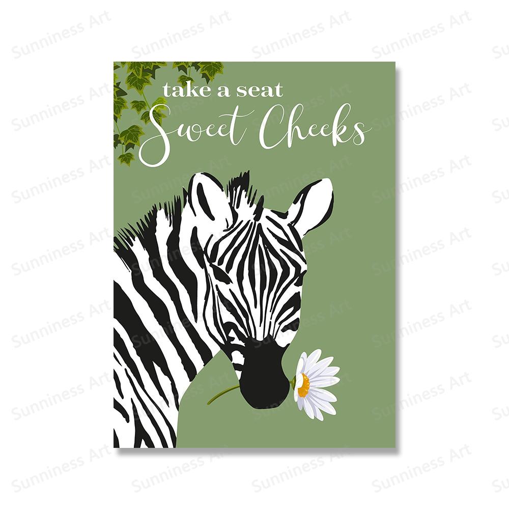 Animal Highland Cow In Bathroom Wall Art Canvas Painting Posters Botanical Library Monstera Leaf Print For Coffee Bar Home Decor