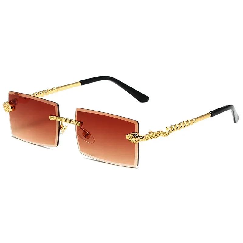 Rimless Square Women Sunglasses UV400 Protection Stylish Vintage Trend Outdoor Fashion Eyewear Shades for Men and Women