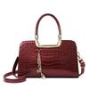 Ladies' Handbag, Patent Leather Crocodile Pattern Shoulder Bag, High-end Sense, Large Capacity Bag, Commuting Tote Bag