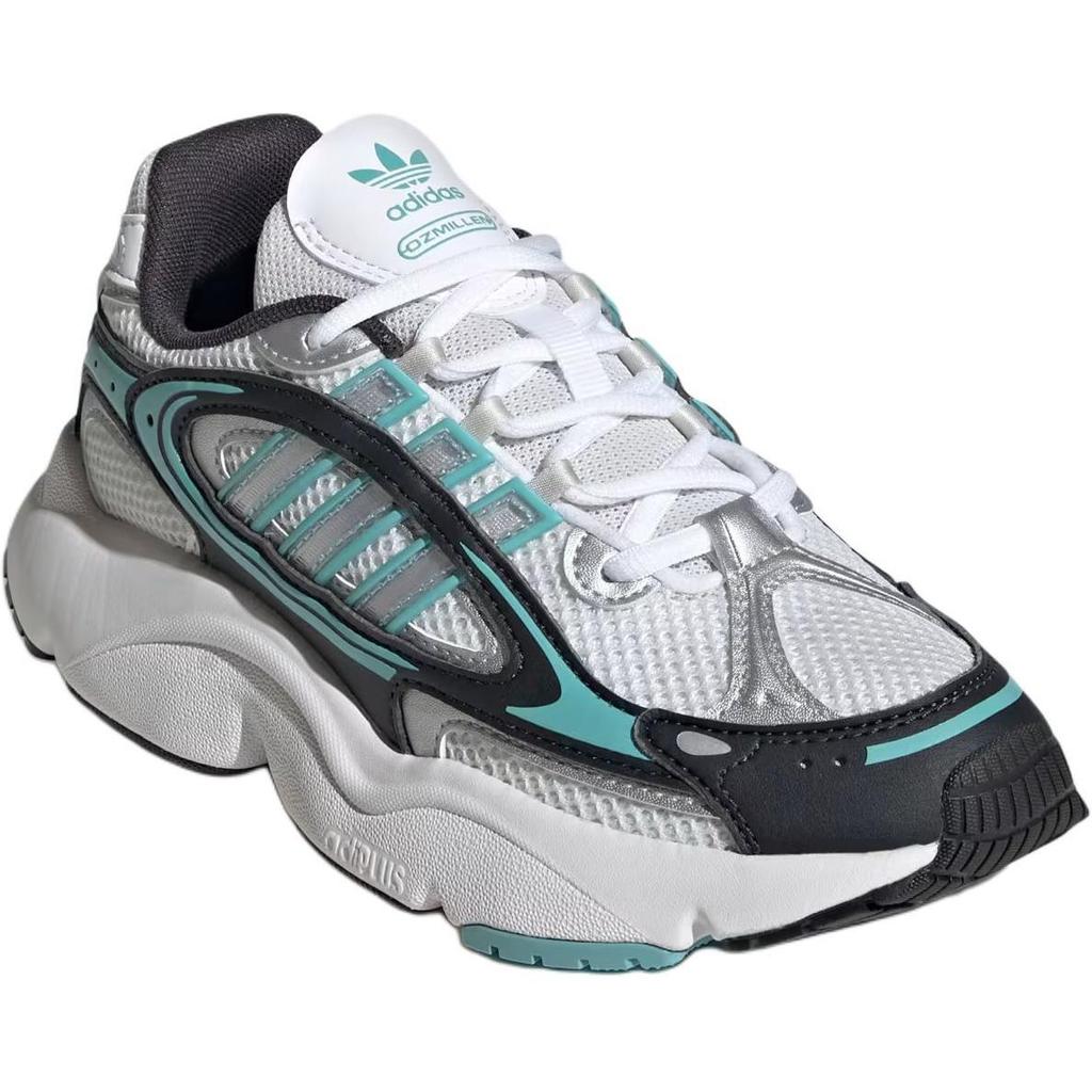 Adidas Originals Ozmillen Anti Slip Wear Resistant Low Top Kids' Running Shoes White Black Sneakers JH9975