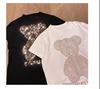 Hip Hop Casual T-shirt for Women with Shiny Gold Diamond Bear Print and Loose Short Sleeves