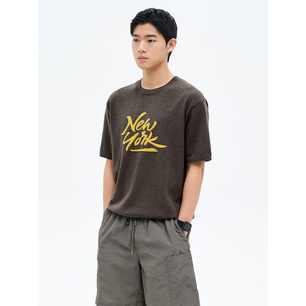 8Seconds New York Lettering Short Sleeve Knit Brown Dark Brown/M