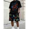 Urbaner Streetwear-Trend Herren Rundhals Kurzarm Shorts-Set, Outdoor Einfach Lässig und Bequem
