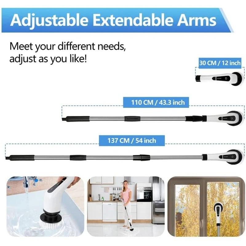 7 In 1 White Wireless Electric Cleaning Brush Window Wall Cleaner Electric Turbo Scrub Brush Rotating Scrubber Kitchen Bathroom Cleaning Tools