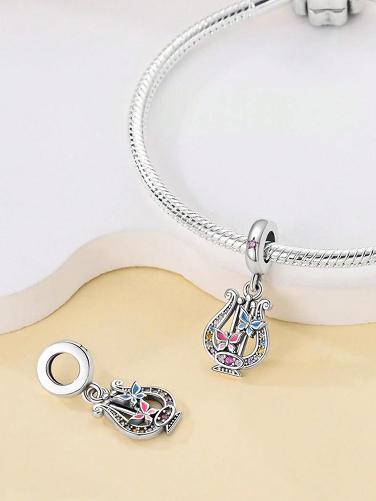 Charms Plata Music Cat Earphones Harp Beads Charm Copper Plated Fit Charms Original Bracelet For Jewelry Making Diy Charm