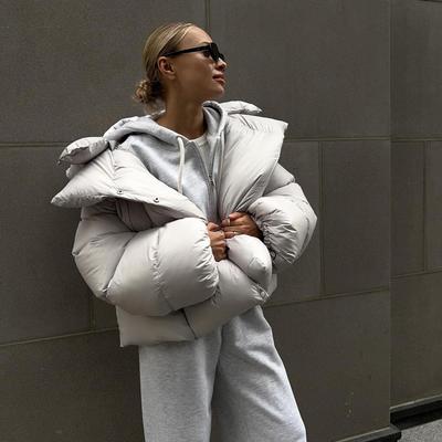 Autumn Winter Thicken Warm Parka Women Casual Solid Color Pocket Loose Short Hooded Coat Jackets Outwear