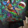Colored Skull Art Window Treatment Tulle Modern Sheer Curtains for Kitchen Living Room the Bedroom Curtains Decoration