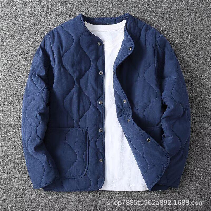 

Мужская куртка в стиле ретро из хлопка с начесом — модная универсальная модель на осень/зиму XXL синий