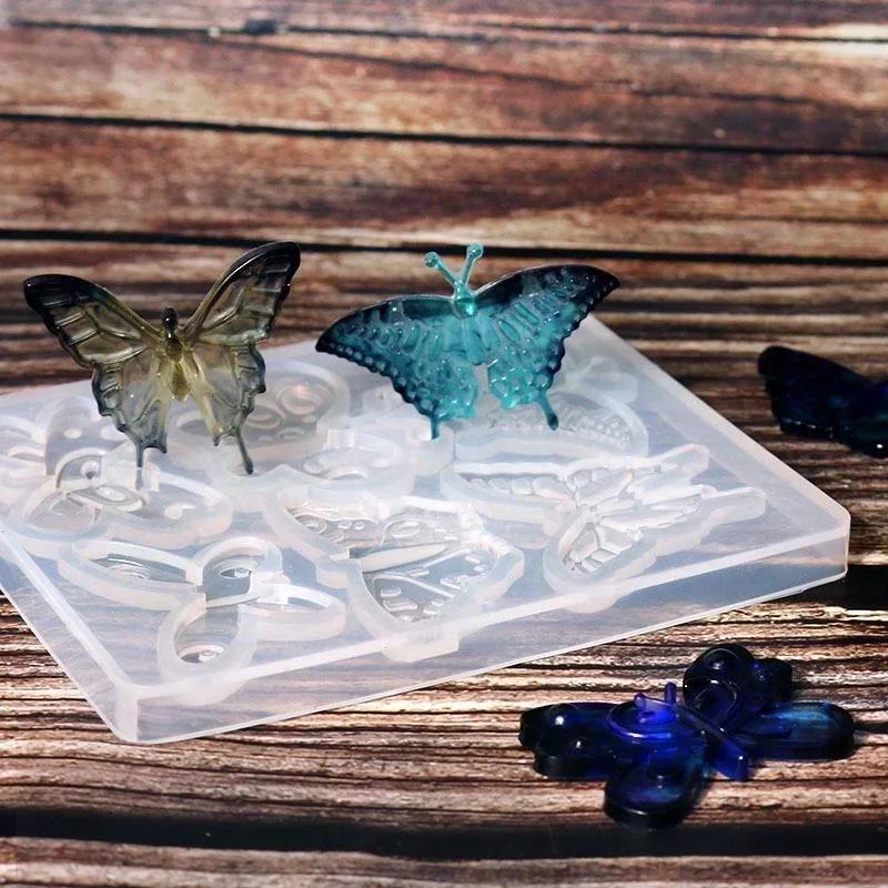 6 otvorů kreativní diy ručně vyráběný motýl přívěsek krystal epoxidová pryskyřice formy příslušenství silikonová forma diy šperky odlévání