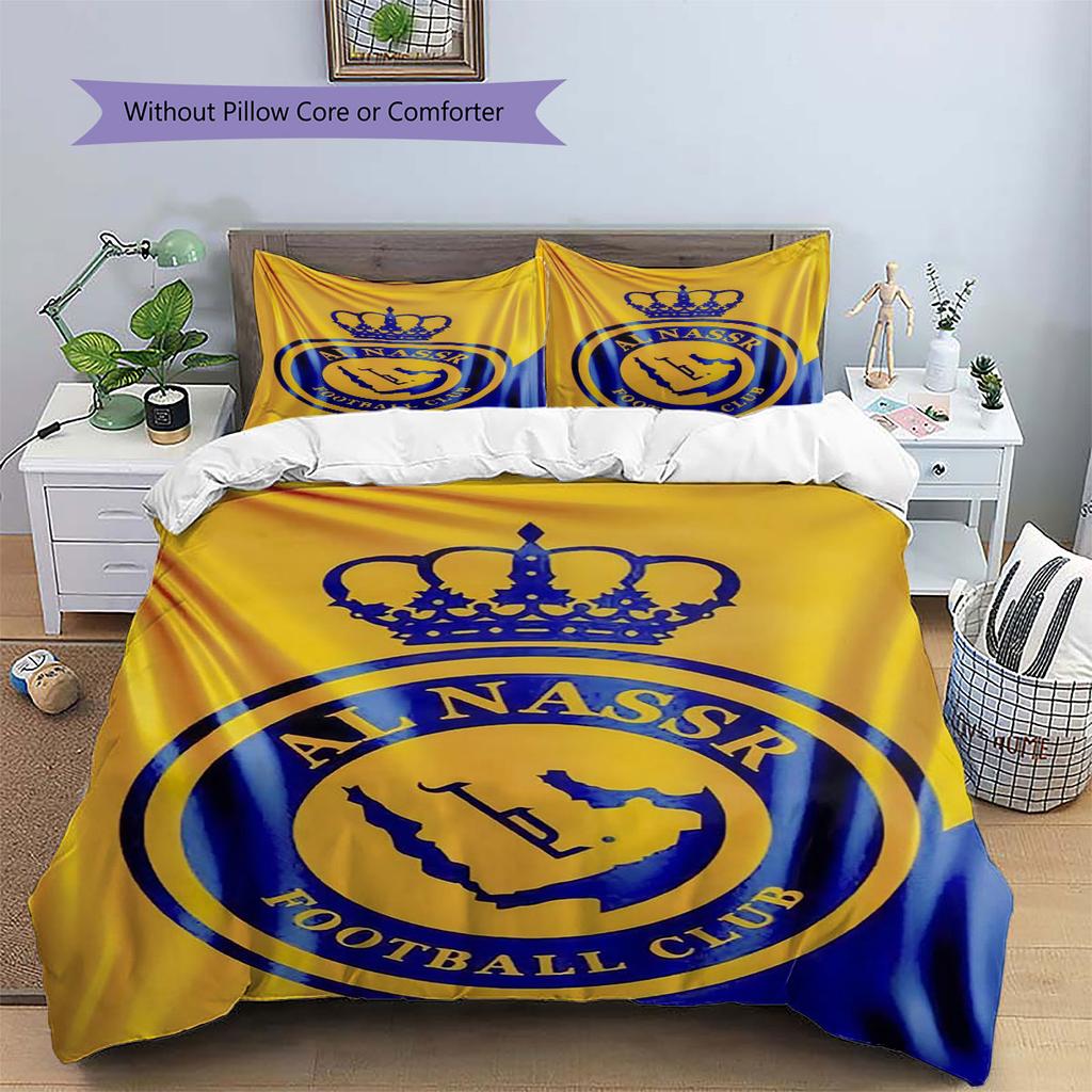 Al-Nassr Muster Bettwäsche, Steppbett Set Bettbezug Kissenbezug Zuhause Geburtstagsgeschenk(1 Bettbezug + 2 Kissenbezüge, ohne Füllung)