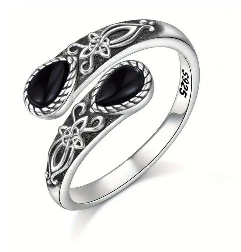 Moonstone spoon ring, Victorian vintage relief bow, Bosnian ring.