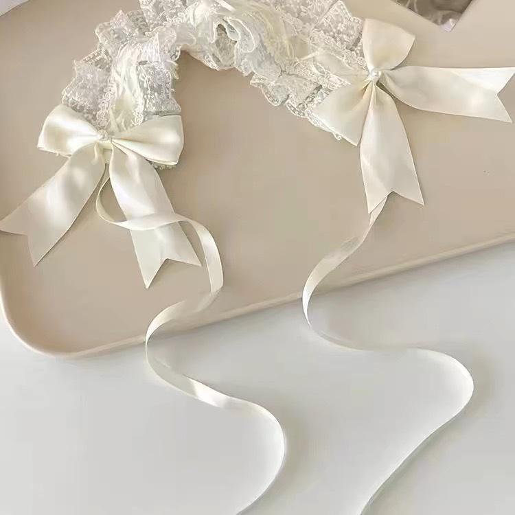 Lolita Vitt Spetsrosett Hårband - Fransk Retro Söt Hovstil Håraccessoar