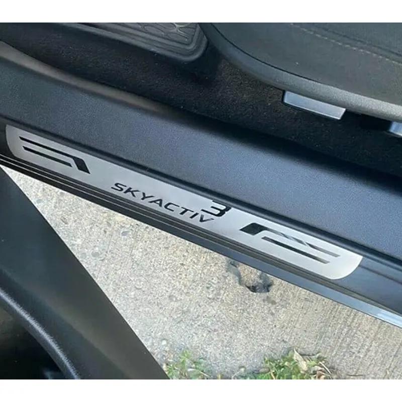 For Mazda 3 CX-5 6 CX30 Car Door Sill Kick Scuff Plate Protector Trim Auto Accessories Threshold Guard Pedal Styling Sticker