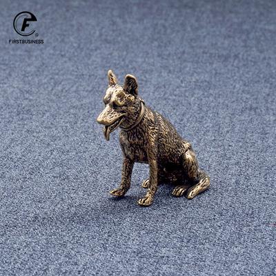 Vintage Kupfer Glückshund Miniaturfiguren Desktop Kleine Ornamente Chinesische Klassische Messing Tier Tee Haustiere Heimdekorationen