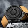 Fashion New Man Watch Creative Scrolling Pointer Magnetic Force Quartz Watch Genuine Leather Sport Men Watches Relogio Masculino
