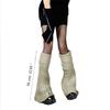 Harajuku Women Autumn Vintage Flared Leg Warmers Socks Gothic Punk Letters Label Ribbed Knitted Foot Covers Streetwear