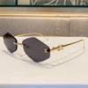 Stylish Frameless Metal Diamond-shaped Sunglasses for Women, High-end UV Protection Sunglasses