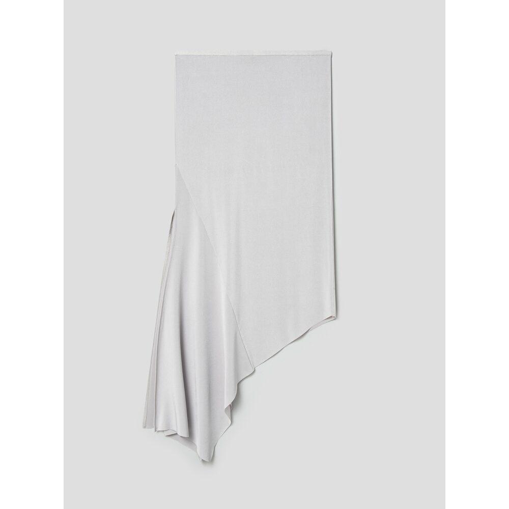 Anggae Light Jersey Unbalanced Long Skirt Silver