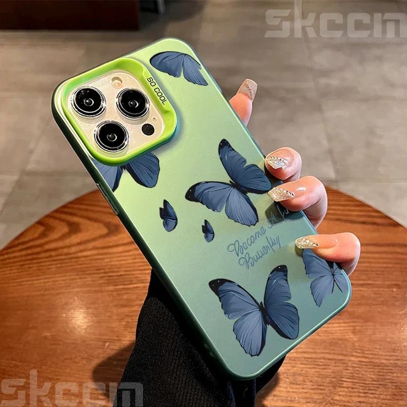 

Fashion Butterfly Black Purple Color IMD Phone Case For iPhone 15 Pro Max 16 15 14 13 12 11 Pro X XR XS 7 8 Plus Plating Cover iPhone XR