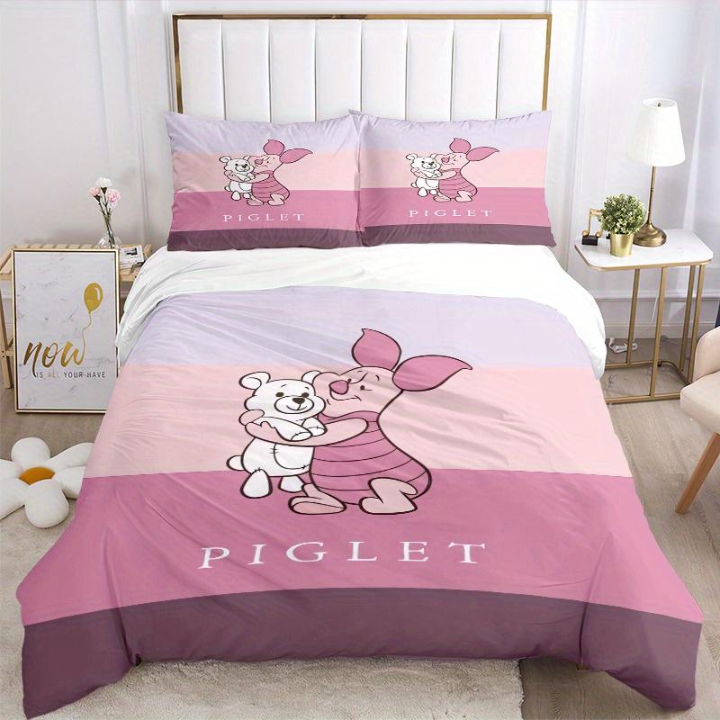 Set Biancheria da Letto 3 Pezzi Maialino & Winnie the Pooh Abbraccio, Include 1 Copripiumino e 2 Federe, Senza Imbottitura, Morbido e Confortevole 077