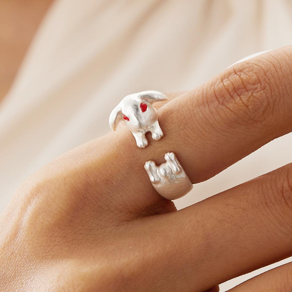Sweet Lovely Rabbit Open Rings For Women Cute Animal Jewelry Charm Gothic Punk Rabbit Knuckle Finger Rings Fashion Jewelry Gifts