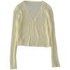 Women's Summer 2021 Thin Ice Silk Cardigan - Korean Style, V-Neck, See-Through, Long Sleeve Knit Top.