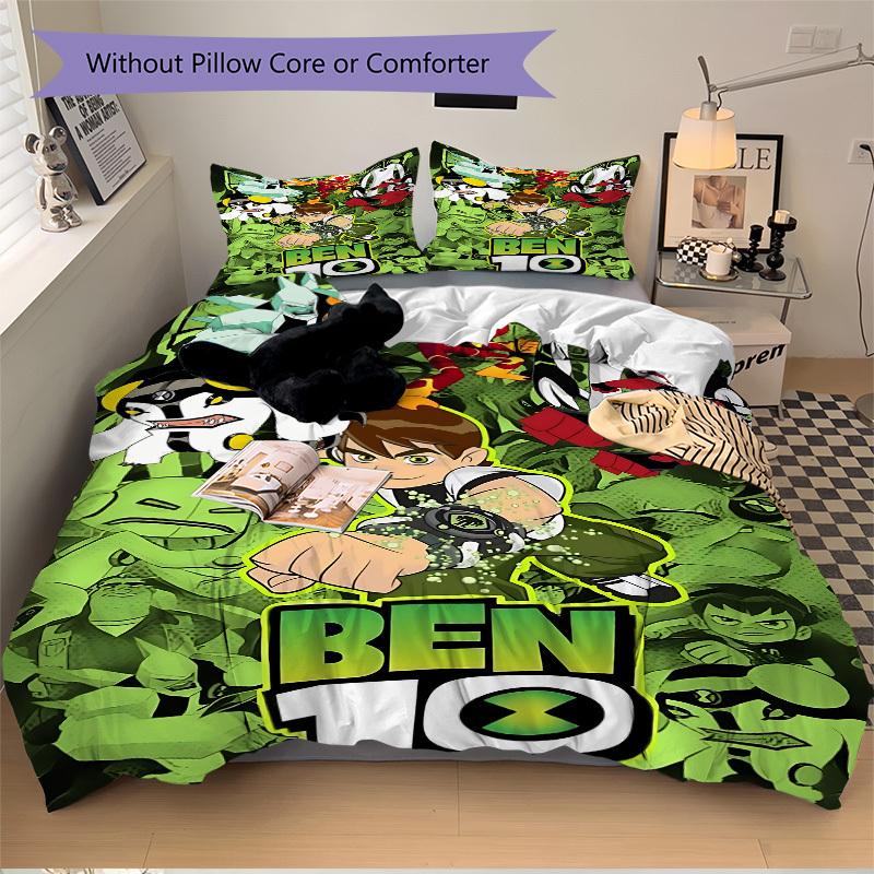 Set Biancheria da Letto 3 Pezzi Ben 10 Alieni Include 1 Piumone + 2 Federe, Senza Imbottiture per Cuscini, Morbido Confortevole,a0910252