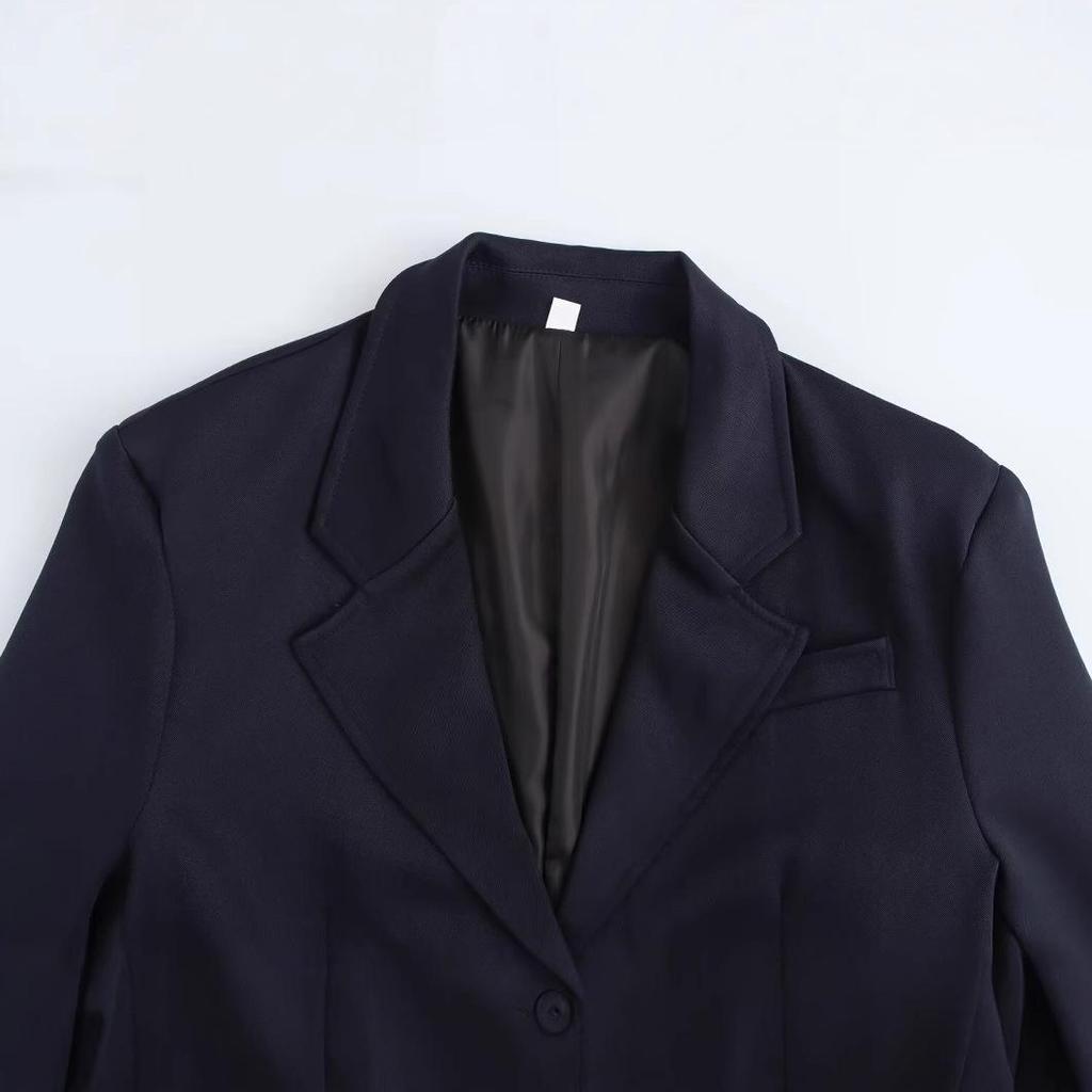 2024 Autumn Women's European-American Fashion Oversized Suit Jacket with Pocket Accents