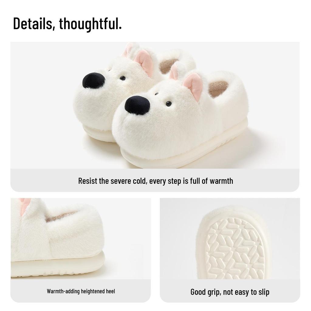 Warm Winter Cartoon Cotton Slippers for Men and Women - Heel Cover, Anti-slip, Suitable for Outdoor Wear