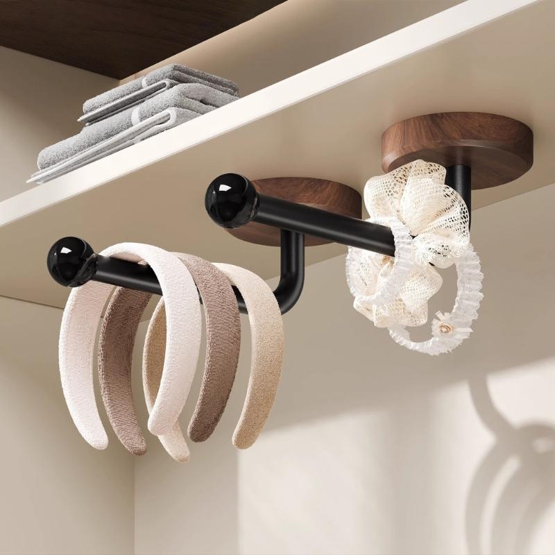 Adhesive Wood Hook Auto Adhesive Home Organizers For Bathroom Storage Drillless Mounting Durable Wooden Design