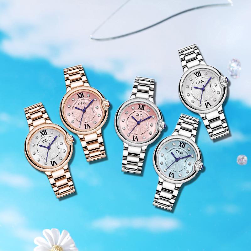 Uhr Einfaches Temperament Vielseitig Massivstahlband Hoher Wert Wasserdicht Nische Leichter Luxus Damenuhr