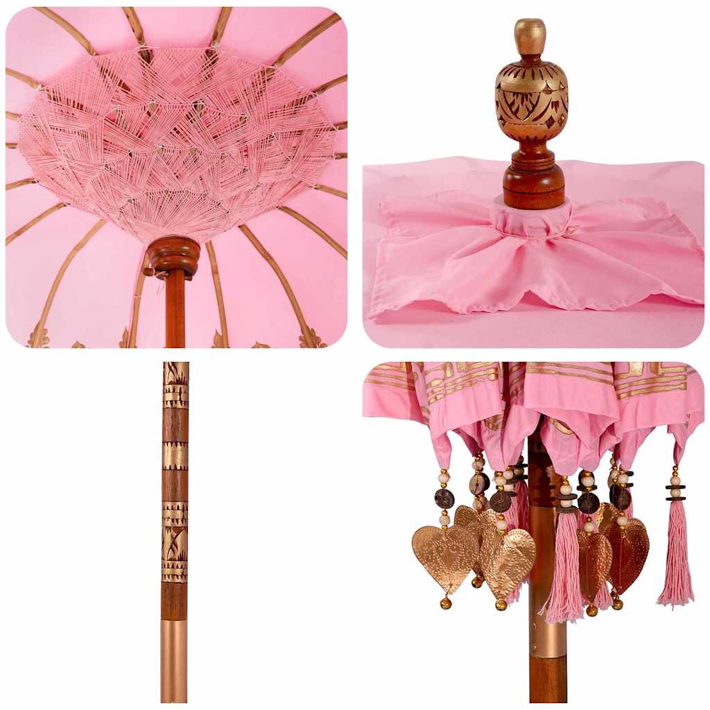 Balinese Sun Umbrella with Base Pink Ø 180 190 Cm