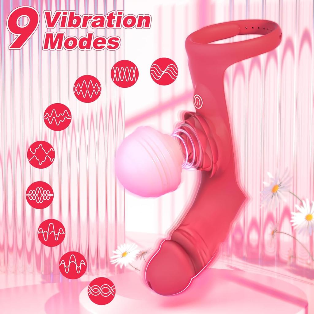 Finger Vibrator G Spot Vibrator Clitoral Stimulator Rose Toy with 9 Powerful Vibration Modes Adjustable Nipple Massager Female