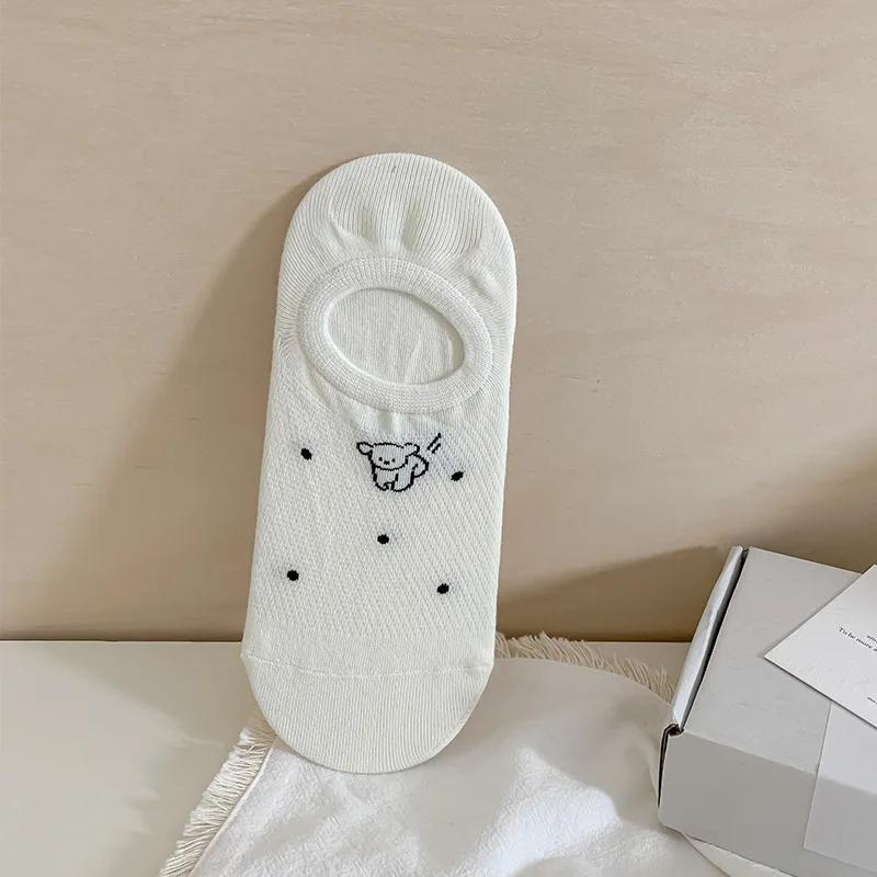 Sock Slippers Women Cotton Thin Breathable Summer Invisible No Show Socks Silicone Non-slip Girls Kawaii Cartoon Low Cut Socks