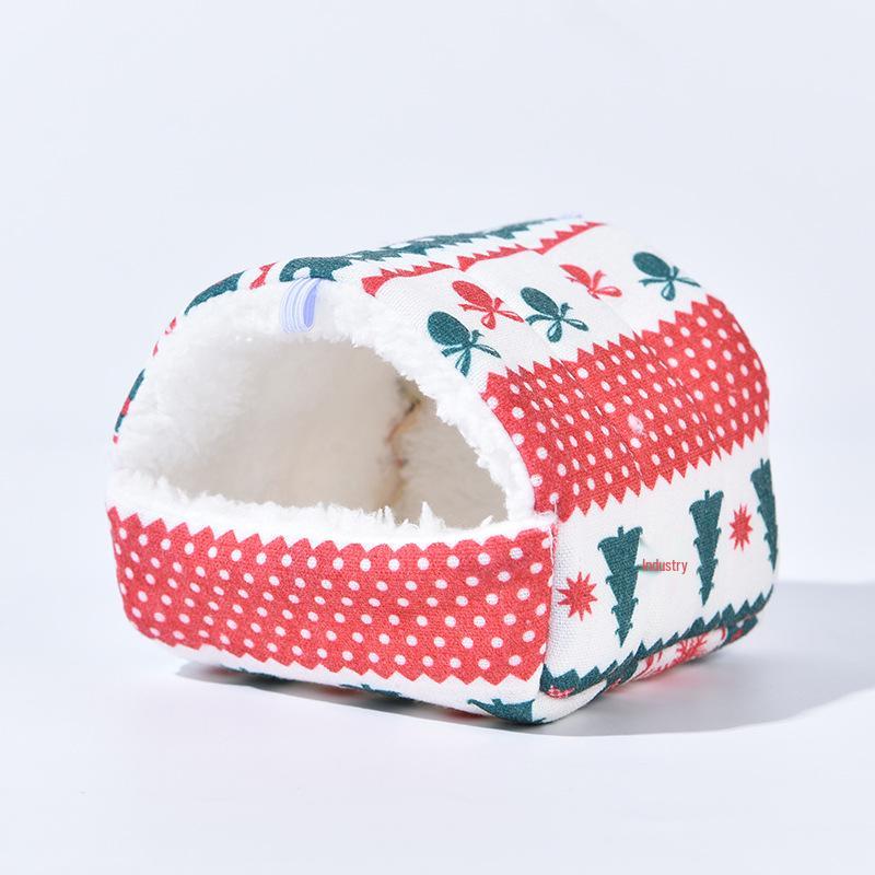 Winter Warm Cotton Nest for Small Pets - Hamster, Rabbit, Mouse House with Floral Design