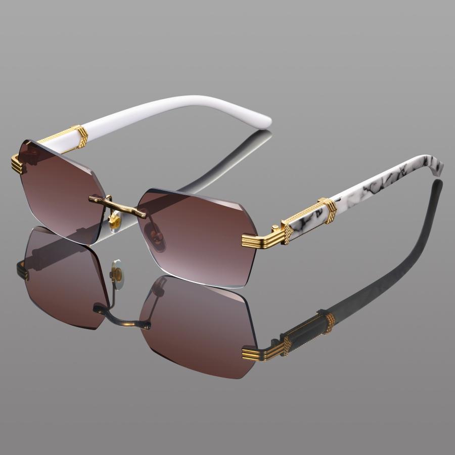 Vintage Slice Polygon Sunglasses Women Fashion Frameless Gradient Shades Men Trendy Brand Luxury Design Sun Glasses UV400